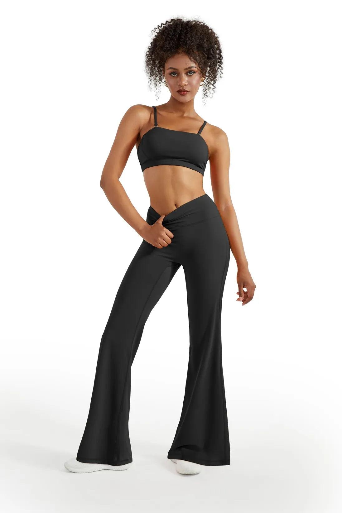 Flare Scrunch Leggings Trendy Sporty Compression Leggings