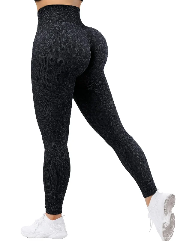 Printed Seamless Scrunch Leggings Elegant Textured Leggings