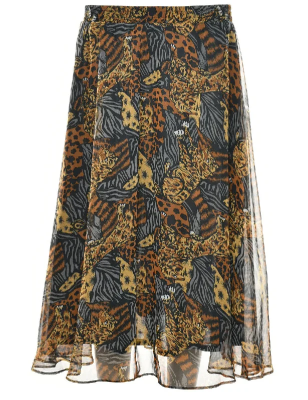 Animal Print Maxi Skirt - S cashmere skirt soft