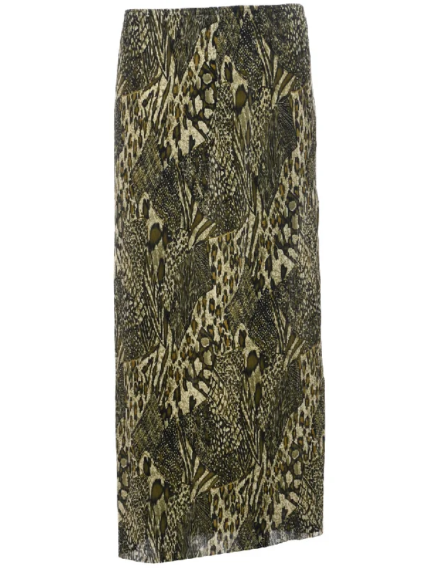 Animal Print Maxi Skirt - XS linen skirt breathable