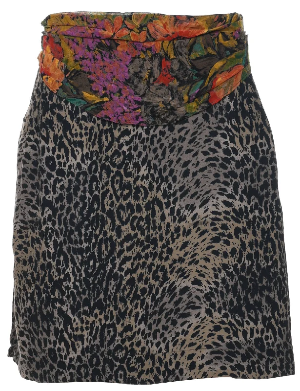 Animal Print Pencil Skirt - L leather skirt bold