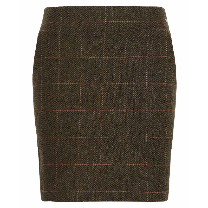 Barbour Birch Tweed Ladies Skirt - Spiced Pumpkin Check velvet skirt glossy