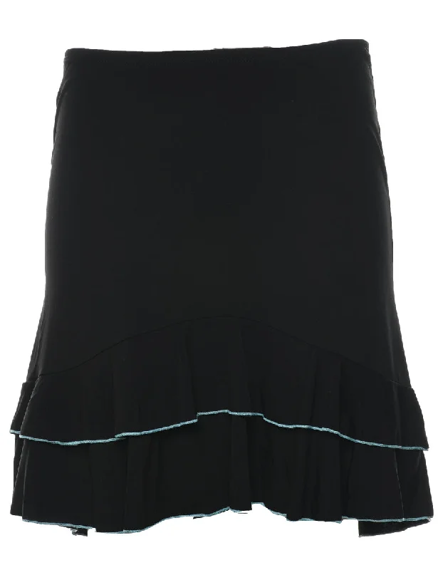 Black A-line Skirt - S linen skirt natural