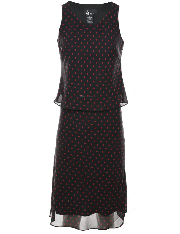 Black & Red Polka Dot Print Top & Skirt Set - M wool skirt warm