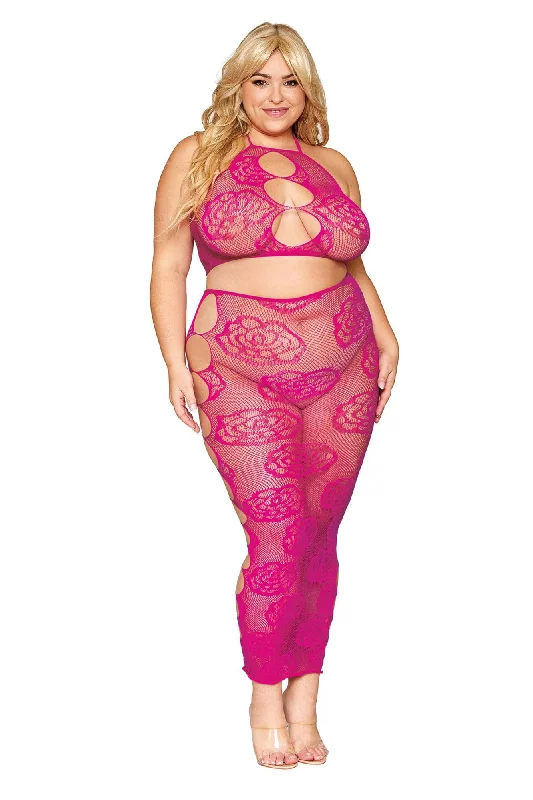 Bralette and Long Skirt - Queen Size - Beet velvet skirt plush