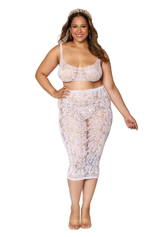 Bralette and Slip Skirt - Queen Size - White wool skirt sturdy