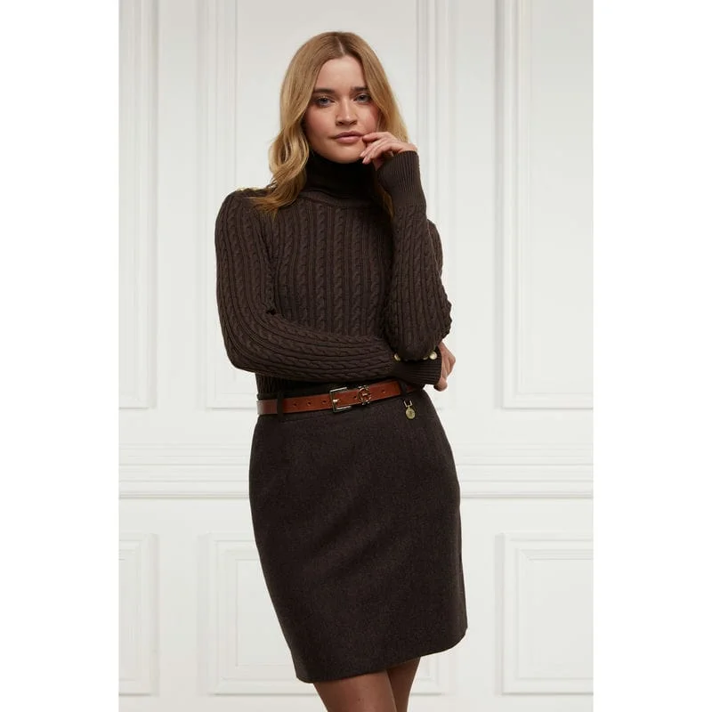 Holland Cooper Regency Ladies Tweed Skirt - Chocolate Herringbone silk skirt sleek