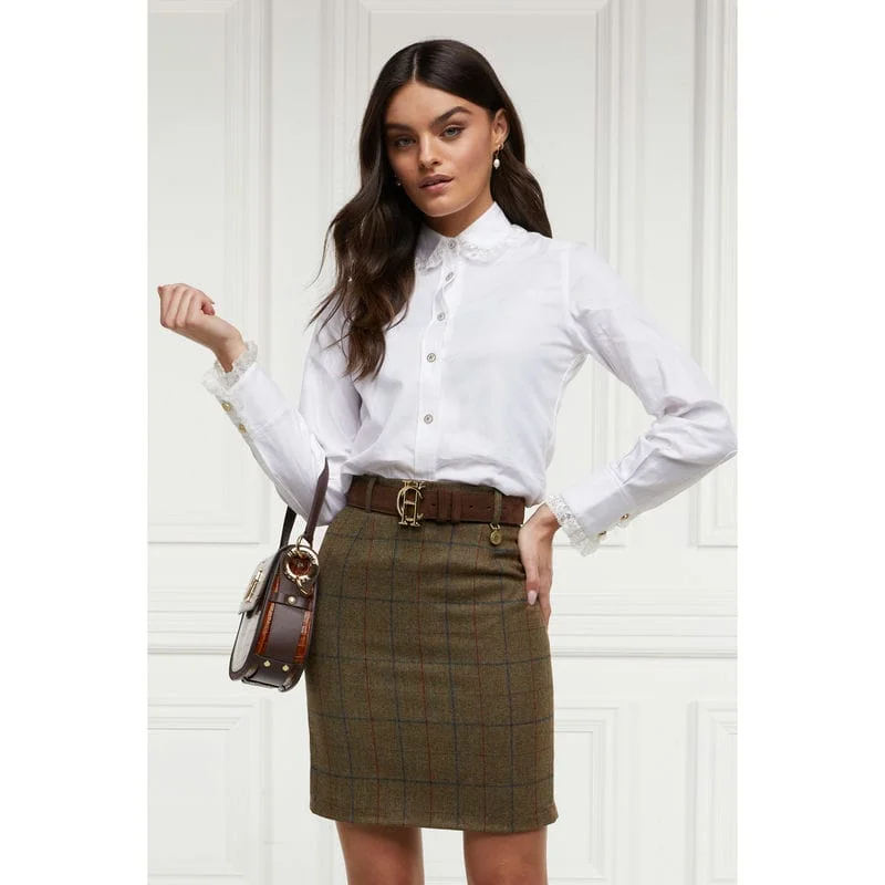 Holland Cooper Regency Ladies Tweed Skirt - Glen Green linen skirt airy