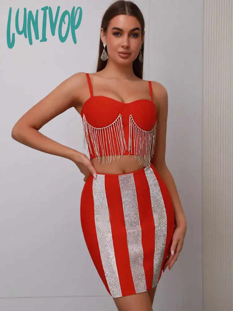 Lunivop Women Summer Celebrity Sexy Diamonds Red Sparkly Mini Bodycon Bandage Skirt Set Elegant Evening Club Party Outfit Crop Top floral skirt print Lunivop Women Summer Celebrity Sexy Diamonds Red Sparkly Mini Bodycon Bandage Skirt Set Elegant Evening Club Party Outfit Crop Top floral skirt print
