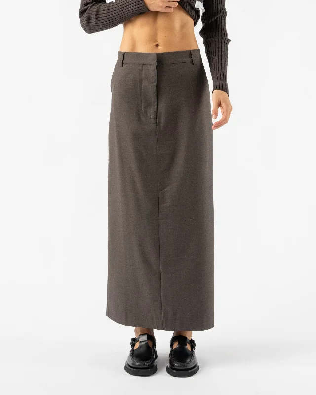 Mijeong Park Wool Blend Midi Skirt in Heather Brown velvet skirt plush