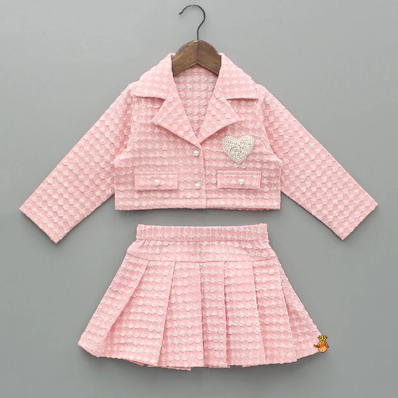 Pre Order: Pretty Pink Shirt Style Top With Pleated Skirt lace skirt romantic
