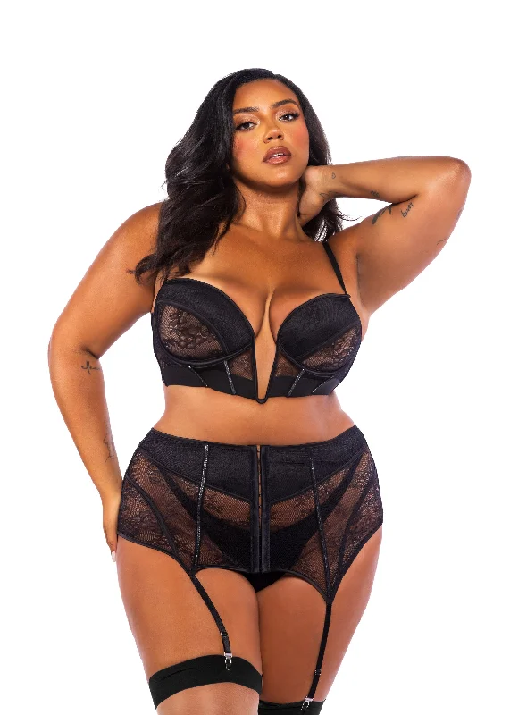 Roma Confidential Queen Belle Noir Chantilly Lace Satin Garter Skirt Bustier Set Black lace skirt intricate Roma Confidential Queen Belle Noir Chantilly Lace Satin Garter Skirt Bustier Set Black lace skirt intricate