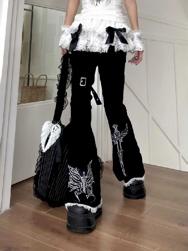 Embroidered Lace Skinny Skirt and Pants【s0000008756】 wool skirt sturdy