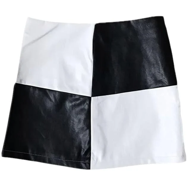 Vintage Mini Skirts Patchwork Black and White A-line Short Skirt velvet skirt luxury Vintage Mini Skirts Patchwork Black and White A-line Short Skirt velvet skirt luxury