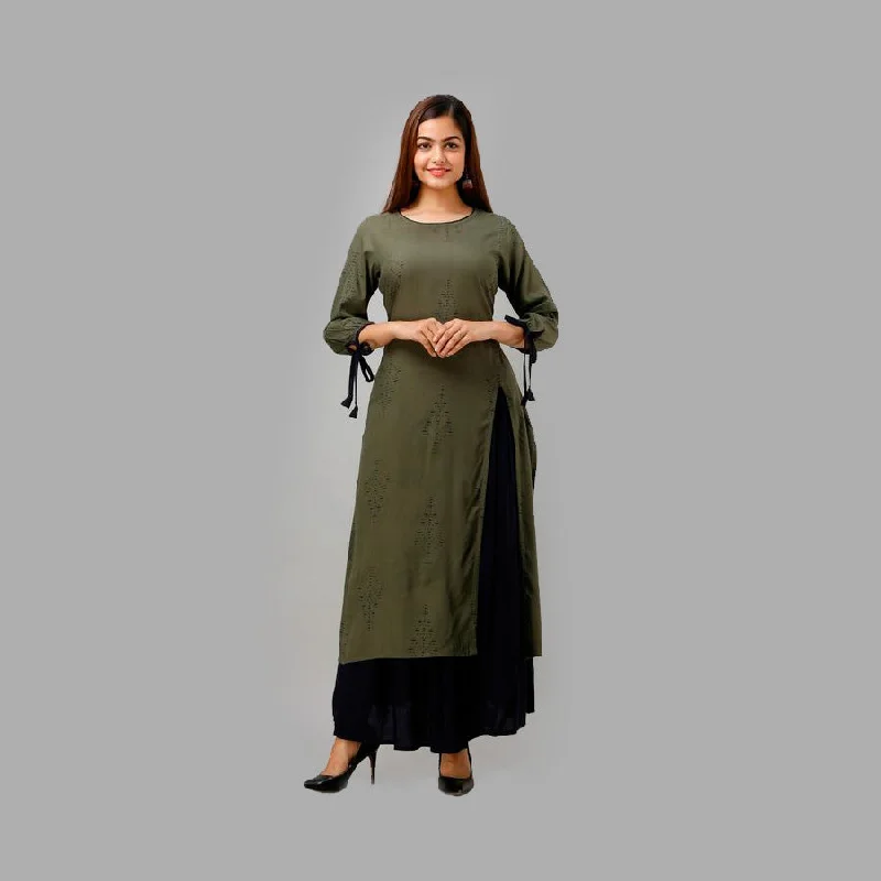 Women's Printed Rayon Kurta Set With Skirt denim skirt classic