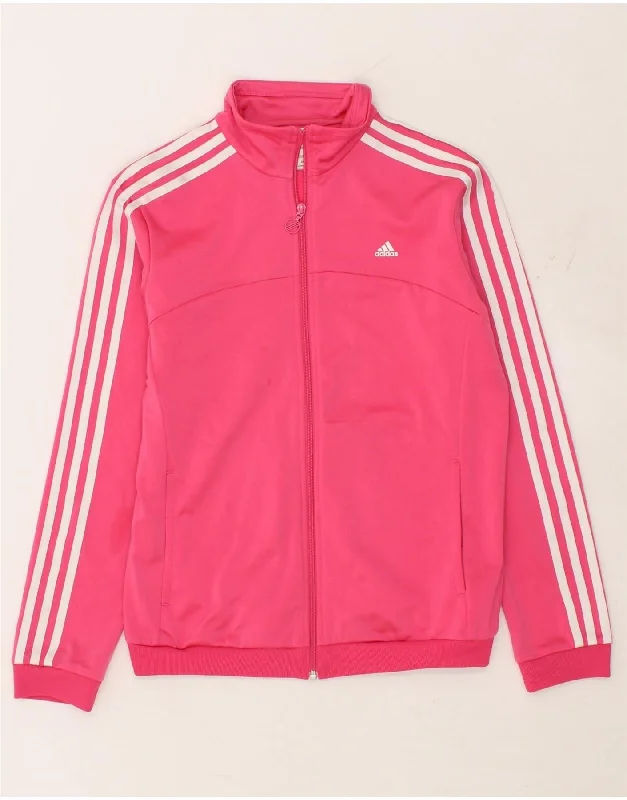 ADIDAS Womens Tracksuit Top Jacket UK 12/14 Medium Pink Polyester