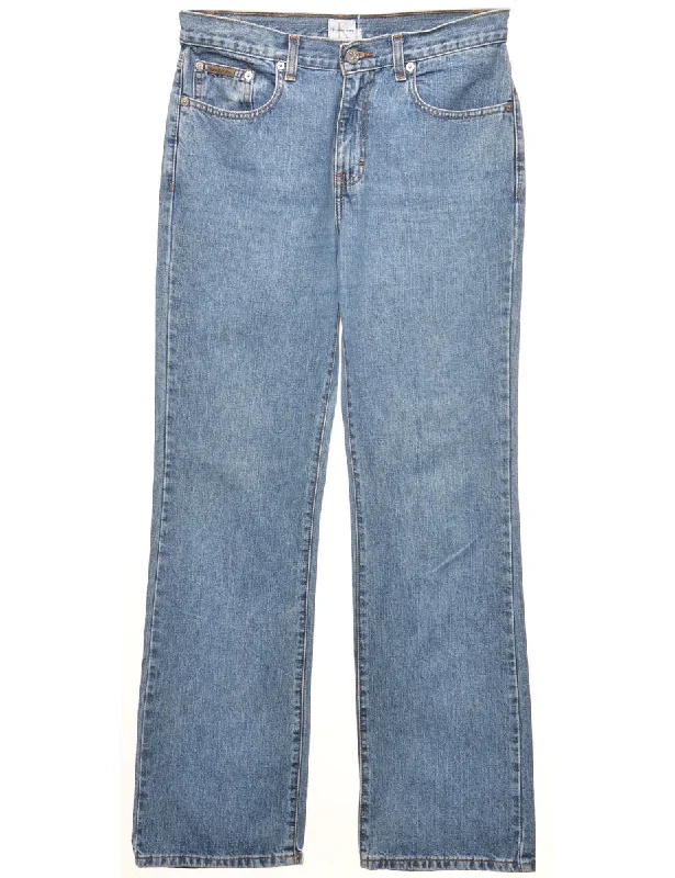 Calvin Klein Straight-Fit Medium Wash Jeans - W30 L31 Comfortable Flare Leg Jeans