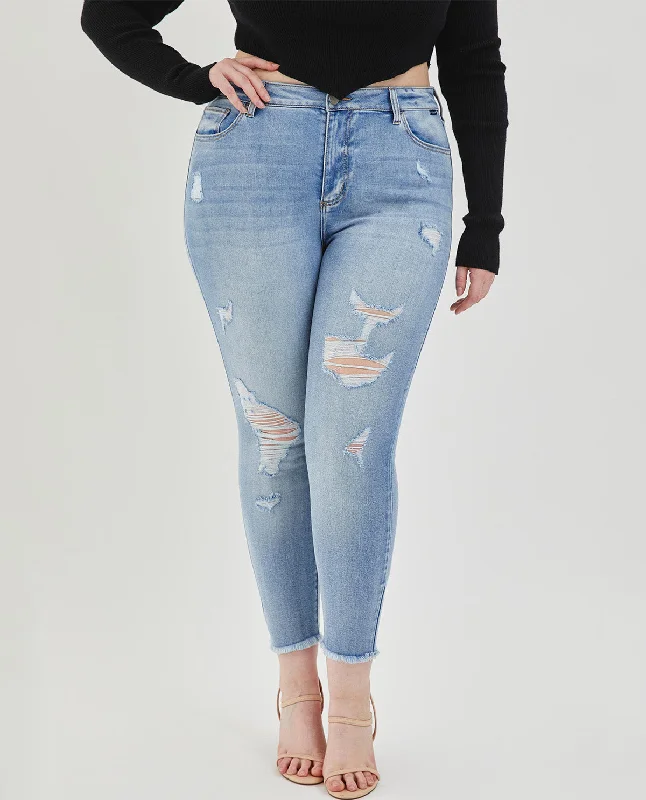 Cello PLUS Mid-Rise Crop Skinny with Fray Hem Jeans Fashionable Jeggings Style Jeans Cello PLUS Mid-Rise Crop Skinny with Fray Hem Jeans Fashionable Jeggings Style Jeans