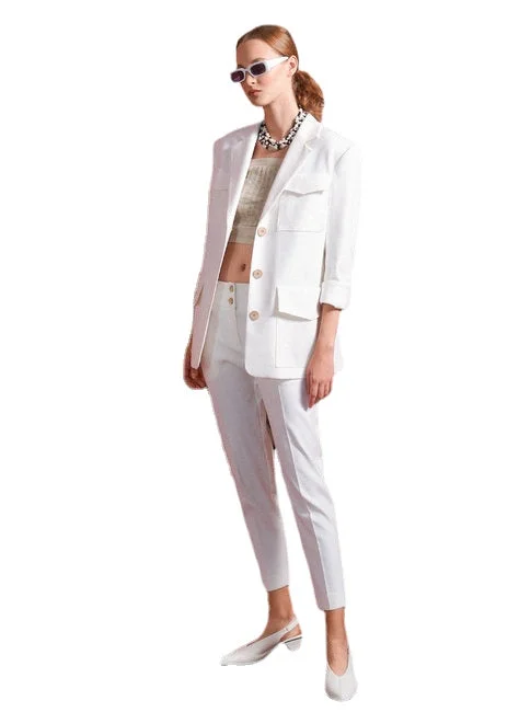 Cool White Mother of the Bride Suits Women Wedding Wear Blazer 2 Pieces Ladies Party Evening Wear For Wedding(Jacket+Pants)