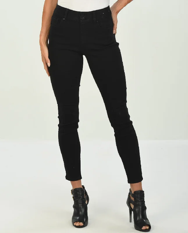 D Jeans Double Button Skinny Jean Comfortable Faded High-Rise Jeans