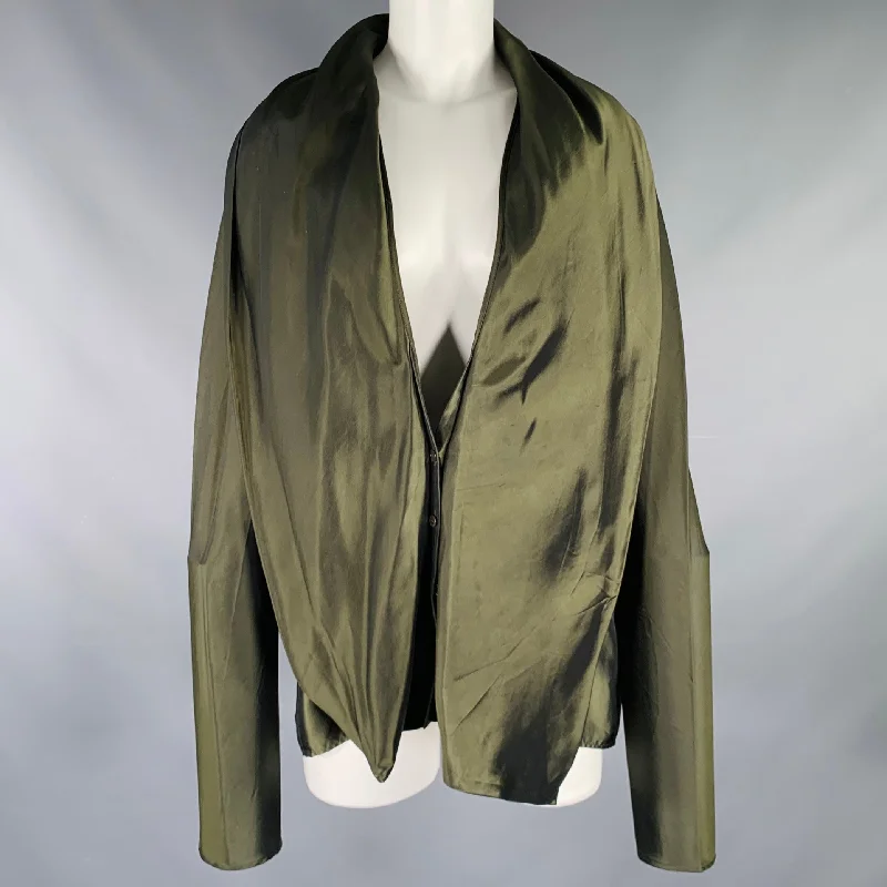 HAIDER ACKERMANN Size 8 Olive Green Rayon Jacket