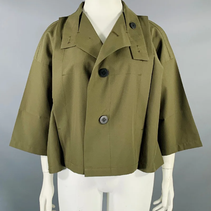 ISSEY MIYAKE Size L Olive Green Polyester Dolman Sleeve Jacket