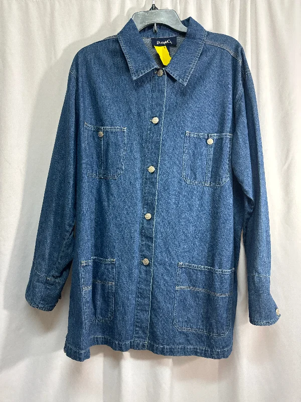 Jacket Denim By Denim And Company In Blue, Size: 1x