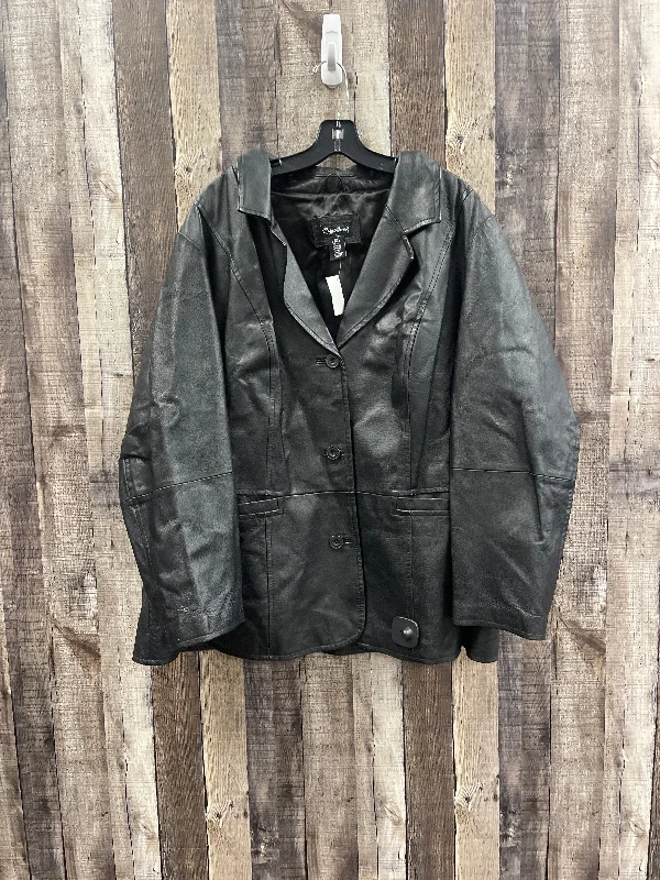 Jacket Leather By Maggie Barnes In Black, Size: 2x