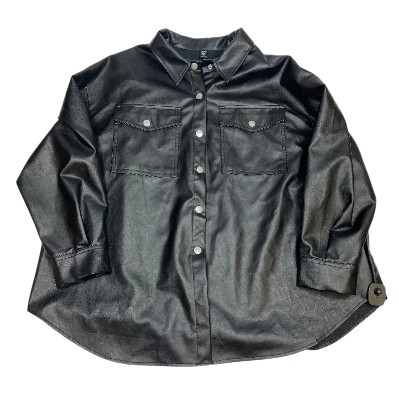 Jacket Shirt By Shein In Black, Size: 2x