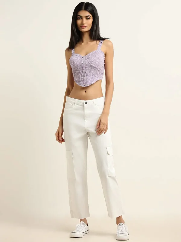 Nuon White Straight - Fit Mid Rise Jeans Trendy Classic Fit Jeans