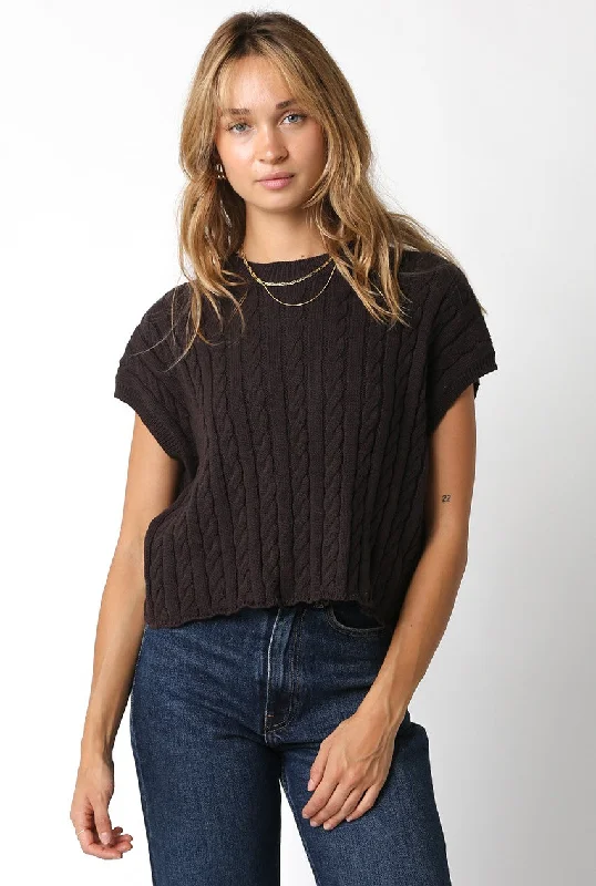 Cable Boxy Capsleeve Sweater Lace Blend Ribbed Blend Corduroy Blend