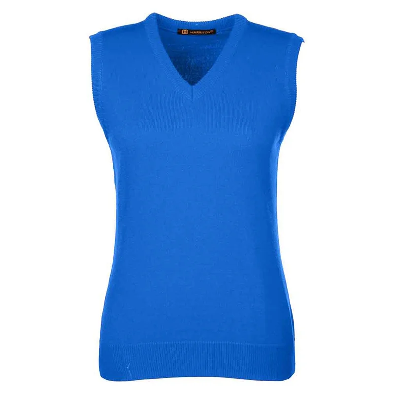 Harriton Women's True Royal Pilbloc V-Neck Sweater Vest Welt Pockets Slit Pockets Flap Pockets Harriton Women's True Royal Pilbloc V-Neck Sweater Vest Welt Pockets Slit Pockets Flap Pockets
