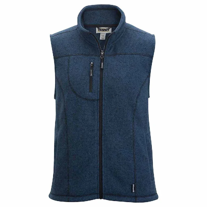 Edwards Women's Blue Heather Sweater Knit Fleece Vest With Pockets Graphic Sweater Embroidered Appliqued Edwards Women's Blue Heather Sweater Knit Fleece Vest With Pockets Graphic Sweater Embroidered Appliqued