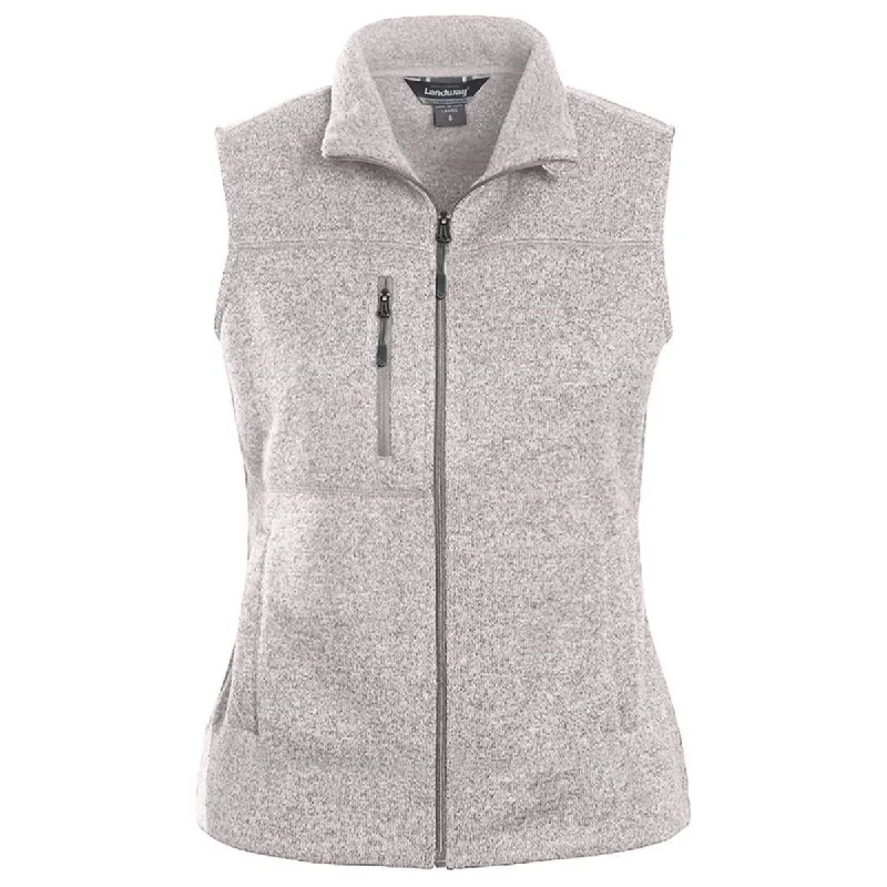 Landway Women's Heather Athletic Grey Ashton Vest Sweater-Knit Fleece Fitted Slim Tailored Landway Women's Heather Athletic Grey Ashton Vest Sweater-Knit Fleece Fitted Slim Tailored
