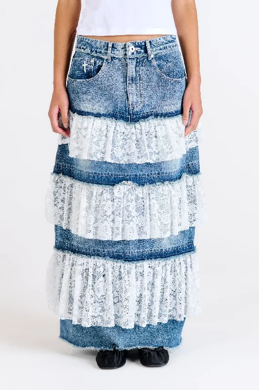 Babydoll Denim Maxi Skirt