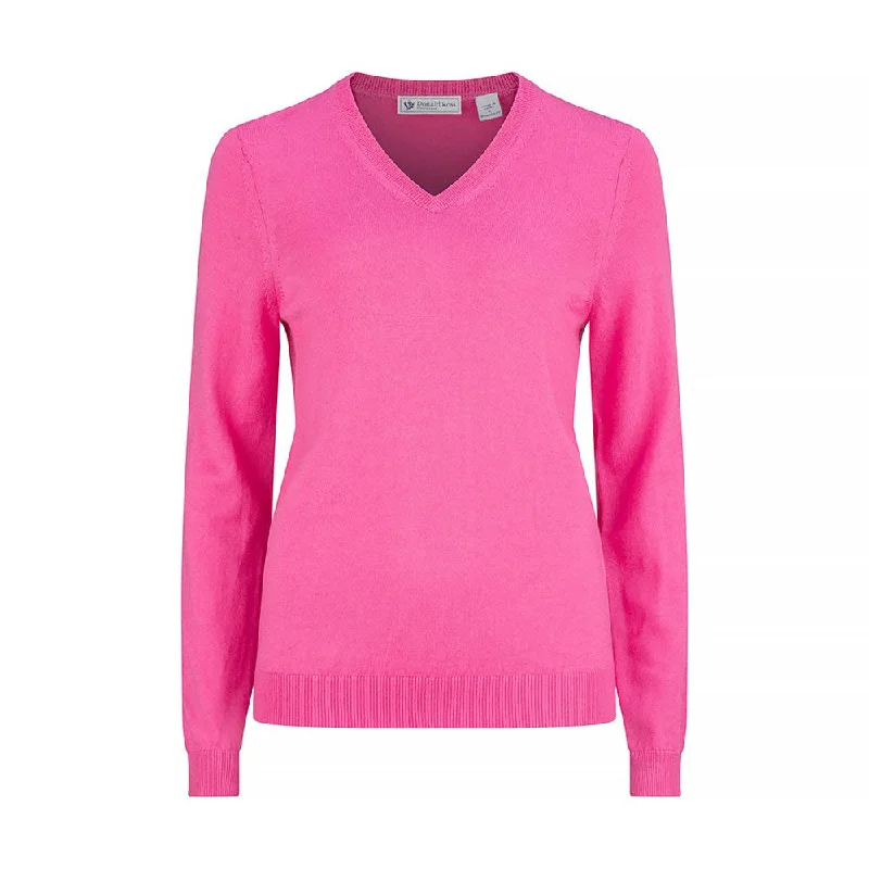Donald Ross Ladies Sweater - Merino Wool V-Neck, 222 Zippered Front Buttoned Front Snap Front Donald Ross Ladies Sweater - Merino Wool V-Neck, 222 Zippered Front Buttoned Front Snap Front