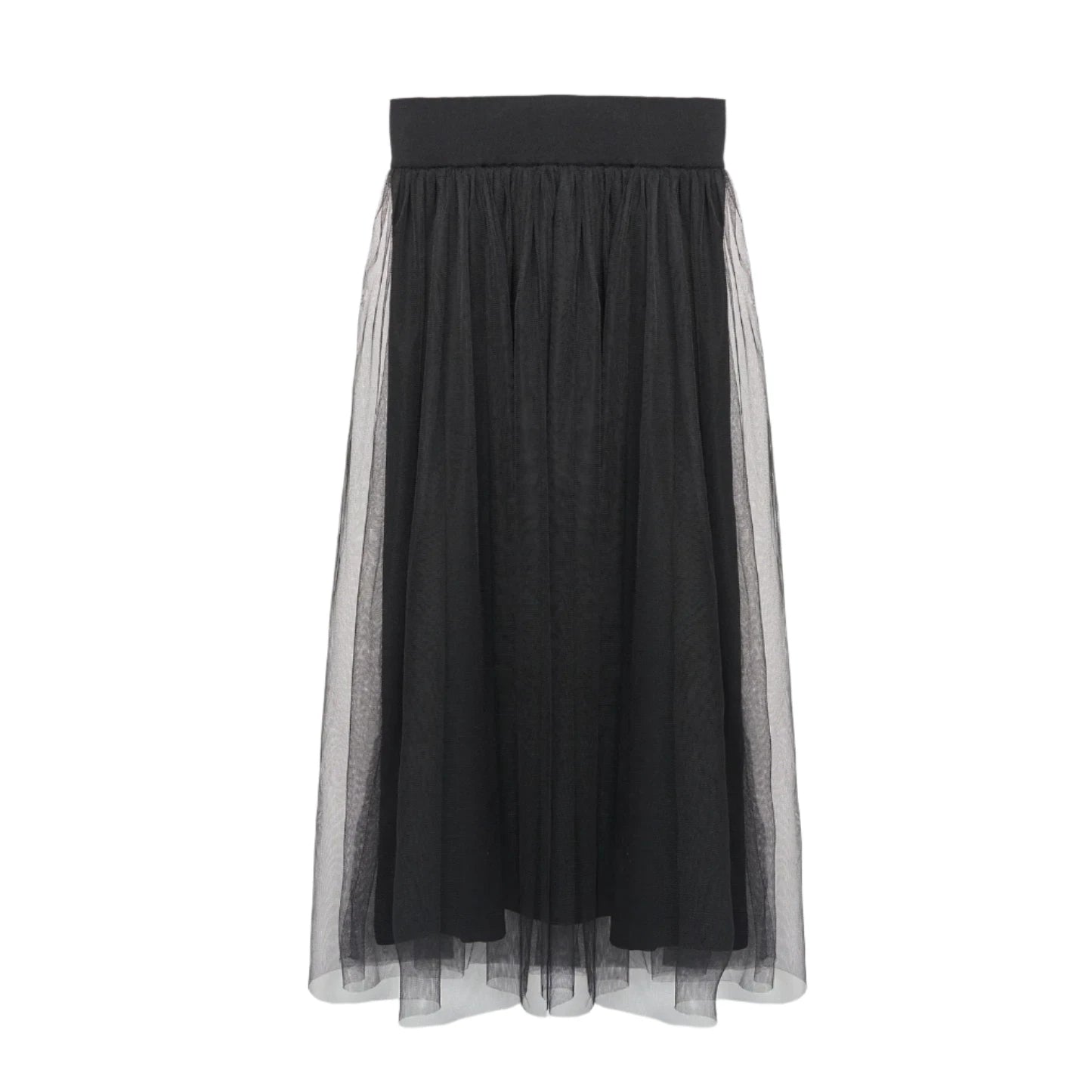 Gathered Tulle Skirt (Black)