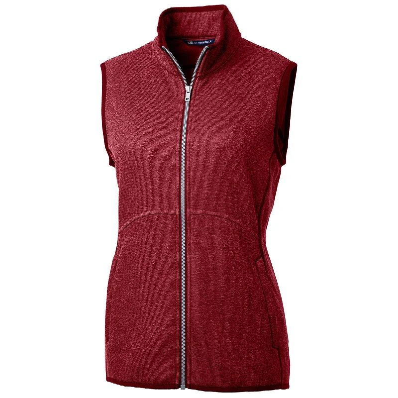 Cutter & Buck Women's Cardinal Red Heather Mainsail Sweater Knit Full Zip Vest Handmade Hand-knitted Hand-woven Cutter & Buck Women's Cardinal Red Heather Mainsail Sweater Knit Full Zip Vest Handmade Hand-knitted Hand-woven