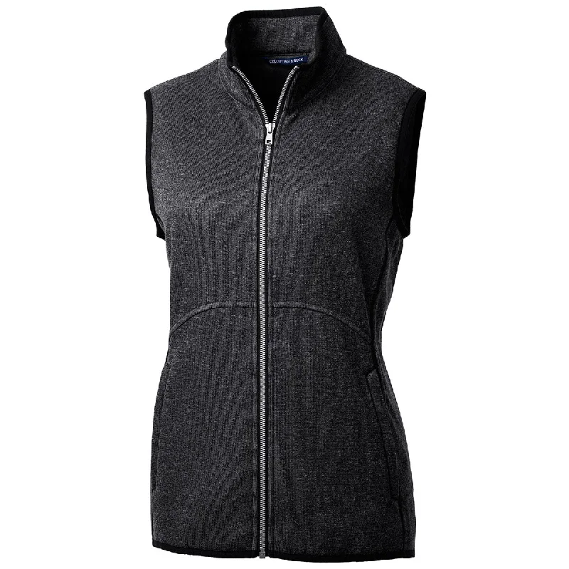 Cutter & Buck Women's Charcoal Heather Mainsail Sweater Knit Full Zip Vest Lightweight Heavyweight Midweight Cutter & Buck Women's Charcoal Heather Mainsail Sweater Knit Full Zip Vest Lightweight Heavyweight Midweight