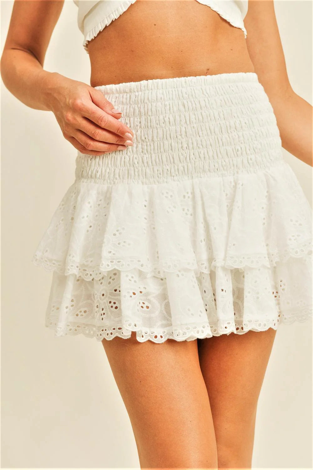 Mira Eyelet Skirt - White