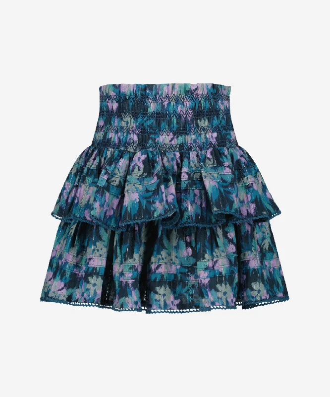 Qarlieke Smoked Layered Skirt Flowers Deep Black