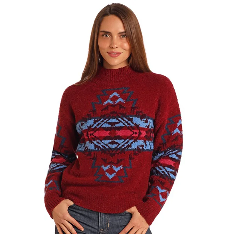 Rock & Roll Women's Dark Red Southwest Sweater Jersey Fabric Tulle Fabric Batik Fabric Rock & Roll Women's Dark Red Southwest Sweater Jersey Fabric Tulle Fabric Batik Fabric