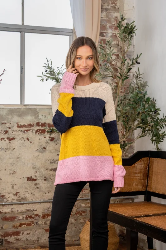 Sew In Love Full Size Color Block Exposed Seam Sweater Layered Multi-layer Single Layer Sew In Love Full Size Color Block Exposed Seam Sweater Layered Multi-layer Single Layer