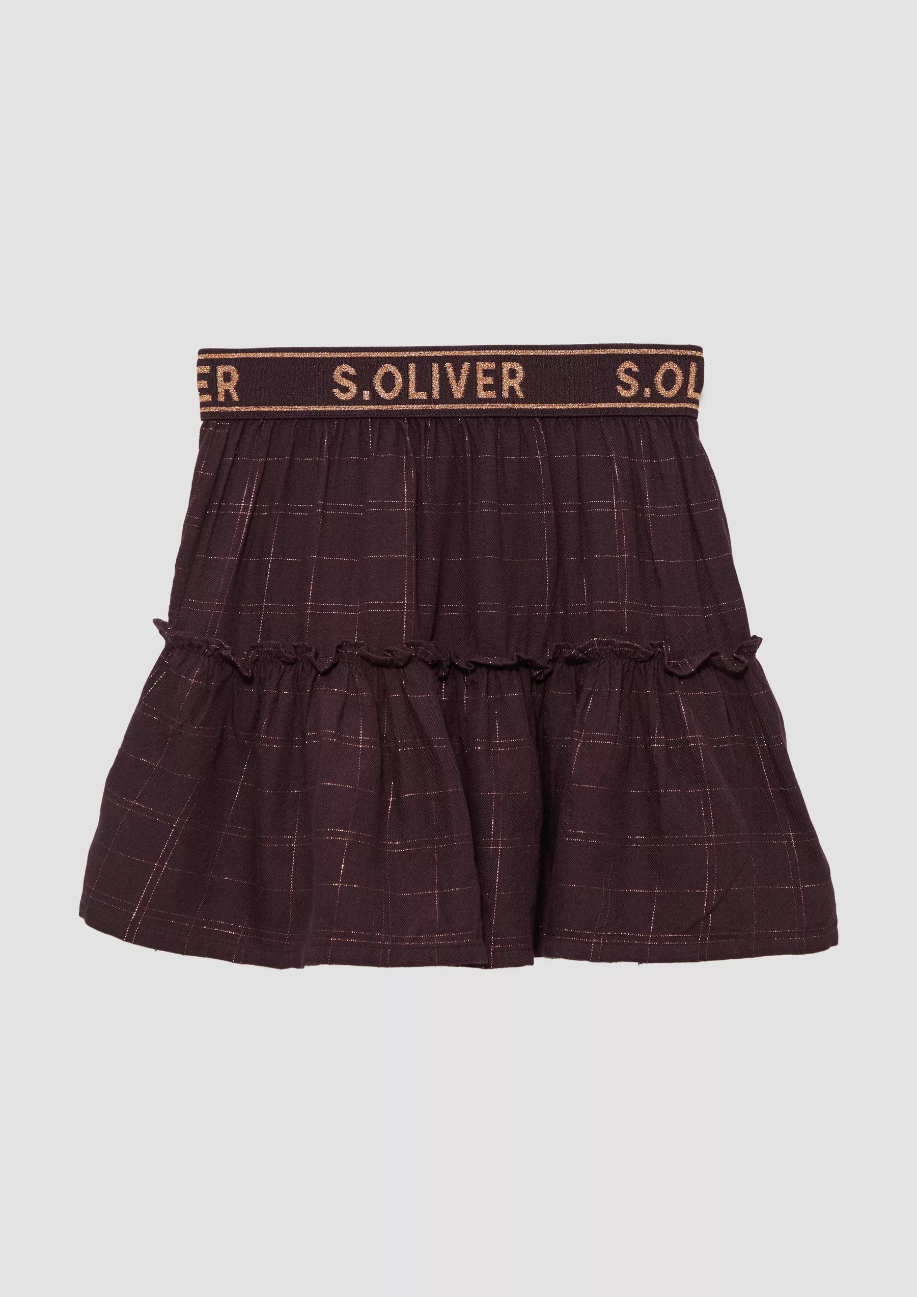 Woven Skirt Glitter Checkered Burgundy