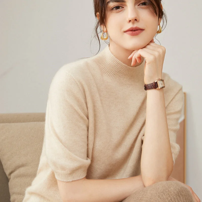 Women's 100% Pure Cashmere Sweater Crewneck Cashmere Tops Lightweight Short Sleeve Cashmere Sweater Elegant Classic Vintage Women's 100% Pure Cashmere Sweater Crewneck Cashmere Tops Lightweight Short Sleeve Cashmere Sweater Elegant Classic Vintage