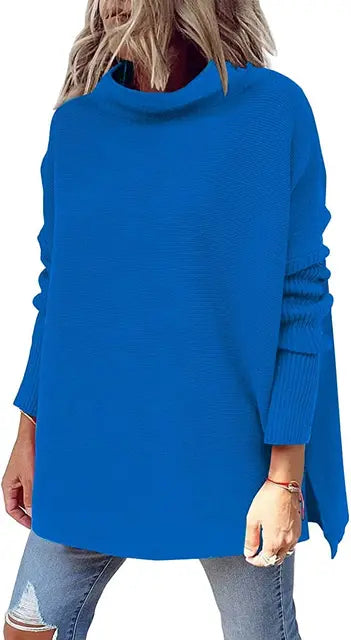 Womens Mock Turtleneck Sweater Long Batwing Sleeve Split Hem Nylon Fabric Polyester Fabric Spandex Fabric Womens Mock Turtleneck Sweater Long Batwing Sleeve Split Hem Nylon Fabric Polyester Fabric Spandex Fabric