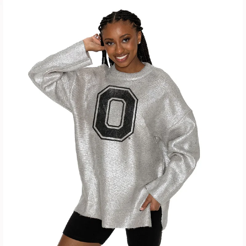 Women's Shine Down Sweater Beaded Sweater Sequined Faux Fur
