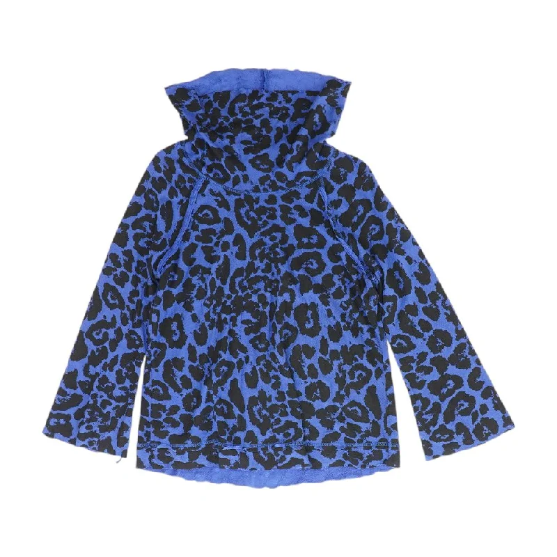 Blue Animal Print Pullover Sweater