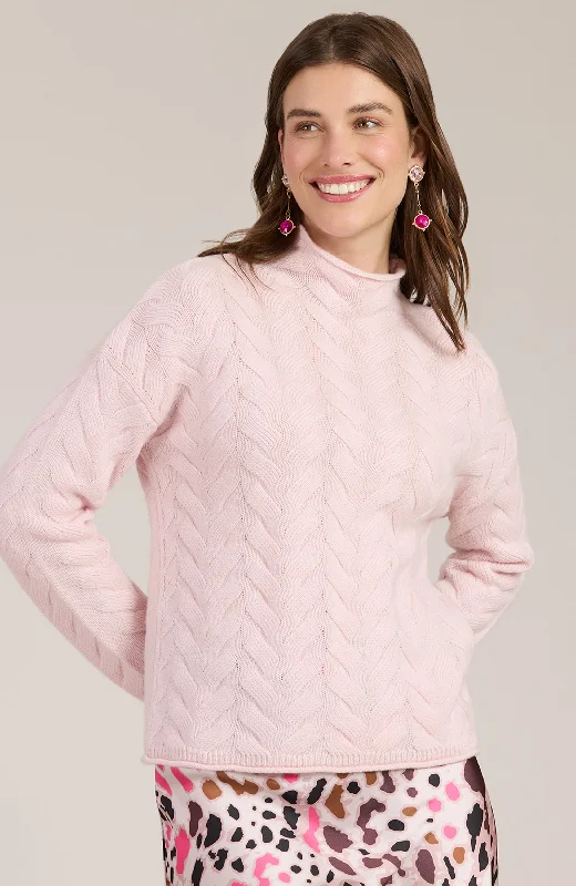 Cashmere Basketweave Sweater - Pink Mist