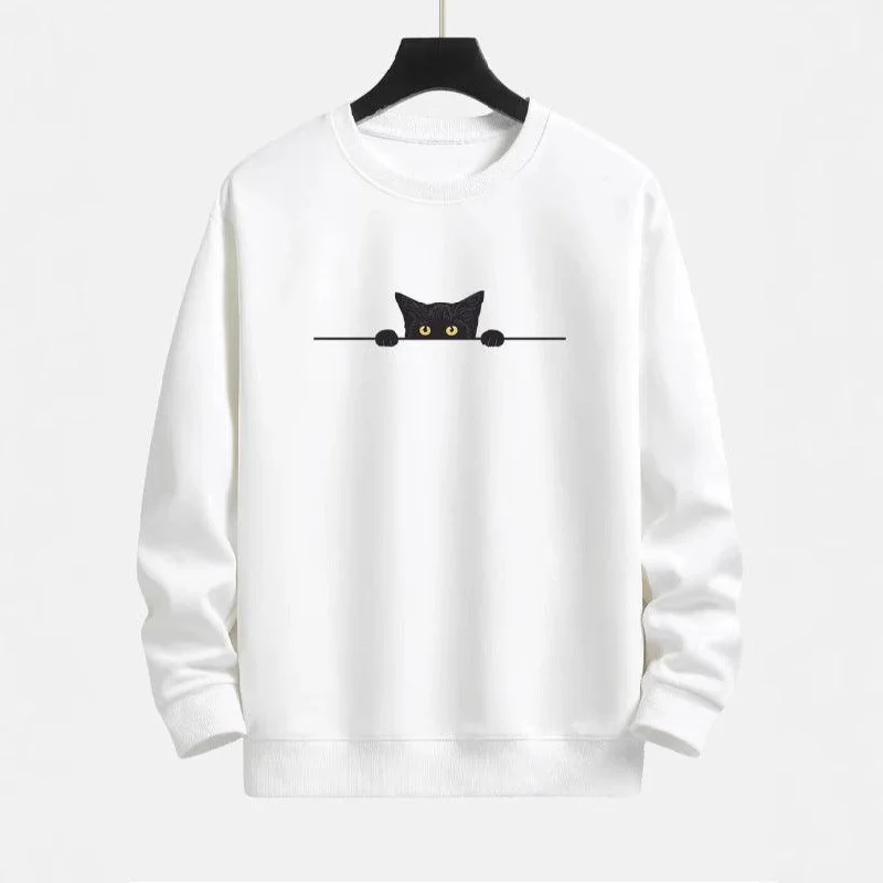 Creative Cat Print Cute Cat Round Neck Sweater